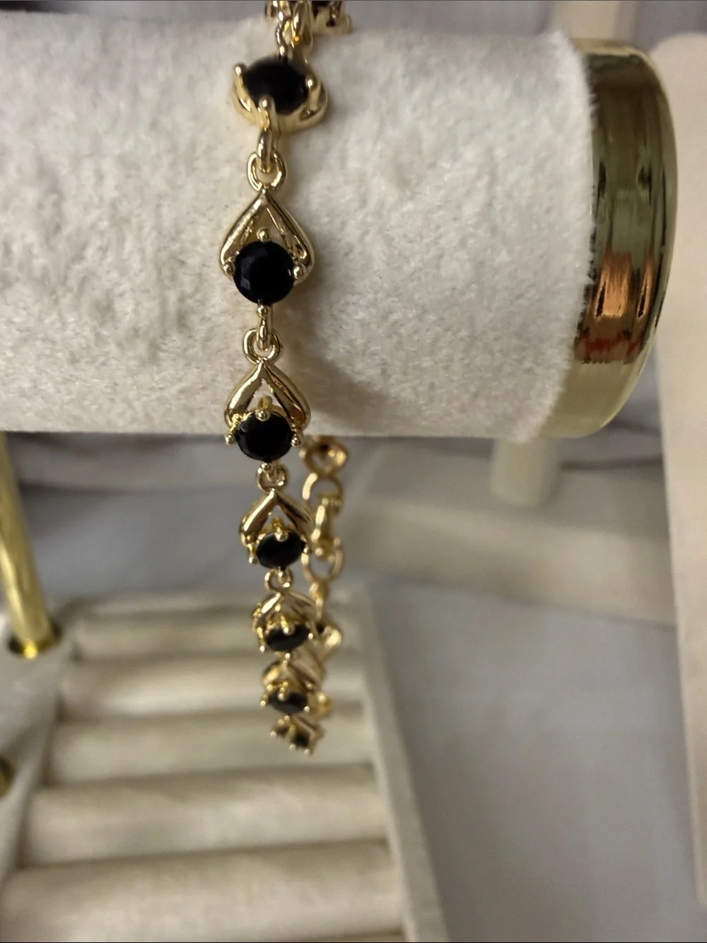 Gold Bracelet with Black Stones – Women’s Elegant Bracelet